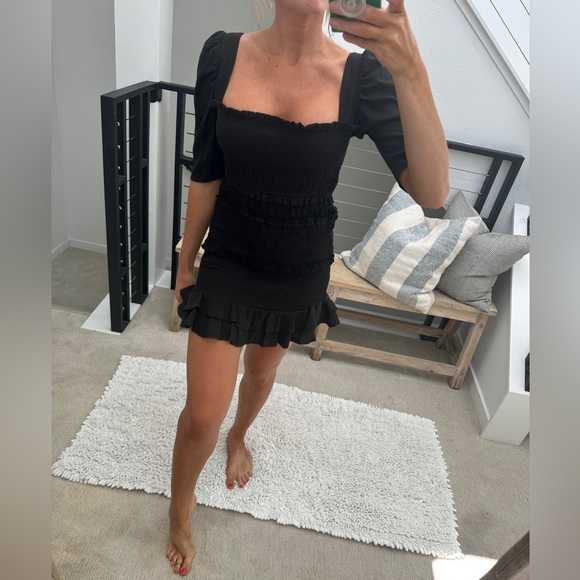 FAVLUX Dresses & Skirts - Favlux Black Puff Sleeve Square Neck Mini Dress | Size L